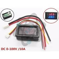 DC 0-100V-10A شاشه قياس فولت + امبير