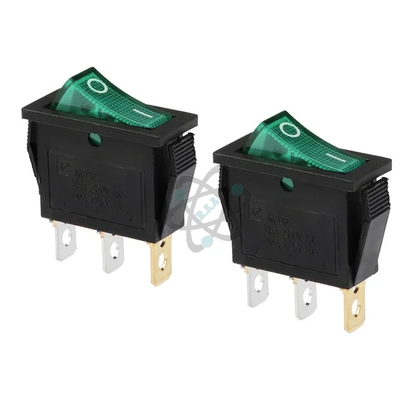 KCD3 10A-250V ON-OFF - مفتاح اخضر شفاف 3خط